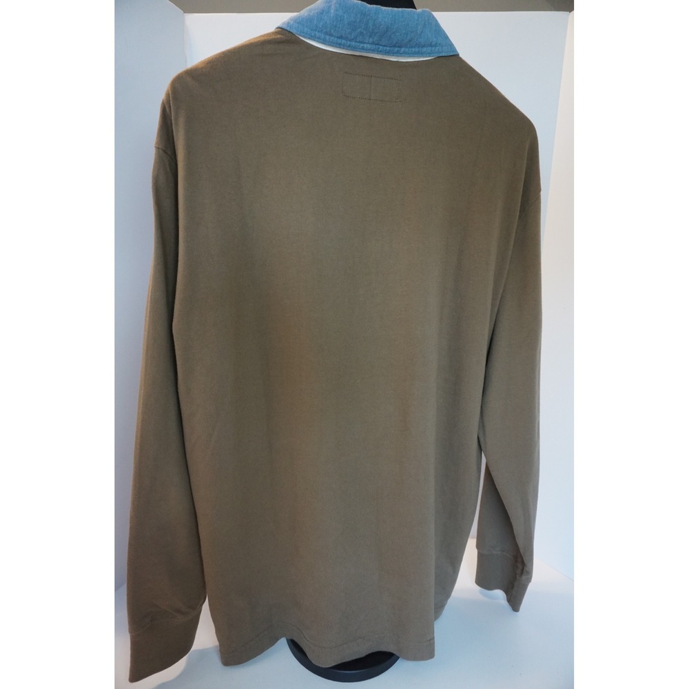 Abercrombie & Fitch Mens Oversized Rugby Shirt Brown Denim Collar Long Sleeve M - Picture 3 of 9